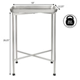 Verdae 26.25" Industrial Classic Metal Foldable Rectangular End Table and Side Table with Mirrored Removable Tray Top