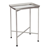 Verdae 26.25" Industrial Classic Metal Foldable Rectangular End Table and Side Table with Mirrored Removable Tray Top