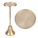 Miren 24" Art Deco Designer Pedestal Drink Table and Decorative End Table with Hammered Round Top and Bell Base