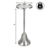 Miren 24" Art Deco Designer Pedestal Drink Table and Decorative End Table with Hammered Round Top and Bell Base