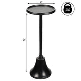 Miren 24" Art Deco Designer Pedestal Drink Table and Decorative End Table with Hammered Round Top and Bell Base
