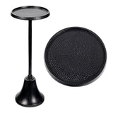 Miren 24" Art Deco Designer Pedestal Drink Table and Decorative End Table with Hammered Round Top and Bell Base