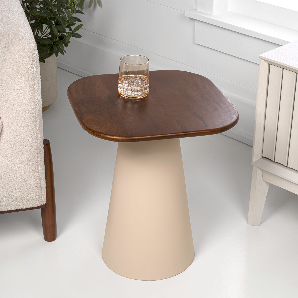 Solmist 18" Modern Rustic Square Wood/Metal Accent Table