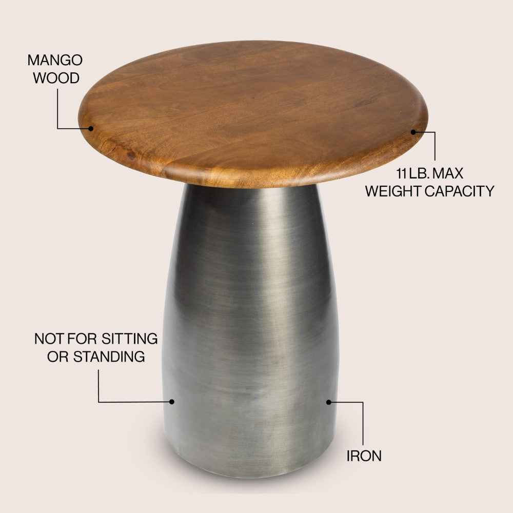 Arvin 18" Modern Rustic Round Wood/Metal Accent Table