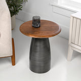 Arvin 18" Modern Rustic Round Wood/Metal Accent Table