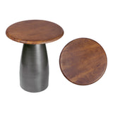 Arvin 18" Modern Rustic Round Wood/Metal Accent Table