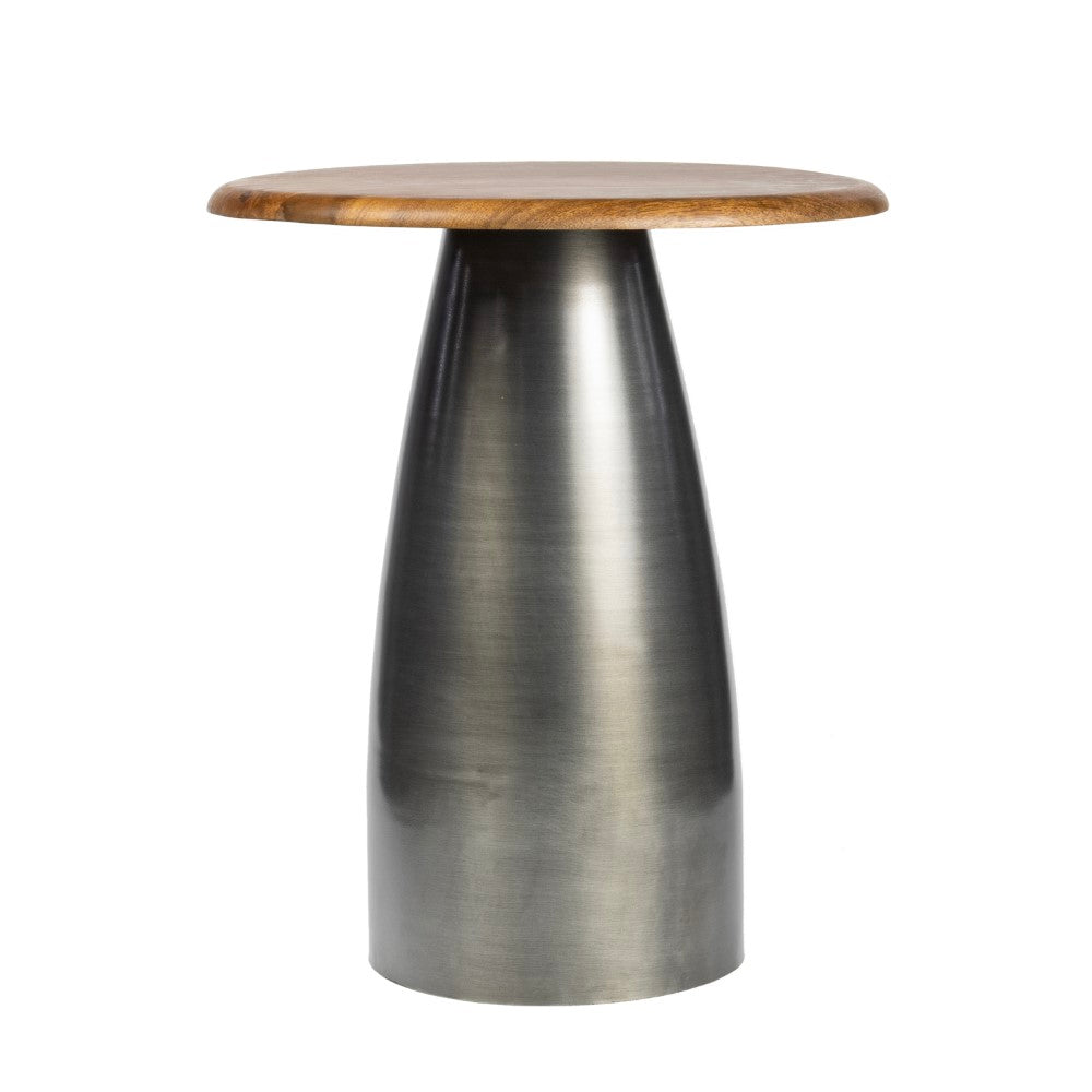 Arvin 18" Modern Rustic Round Wood/Metal Accent Table