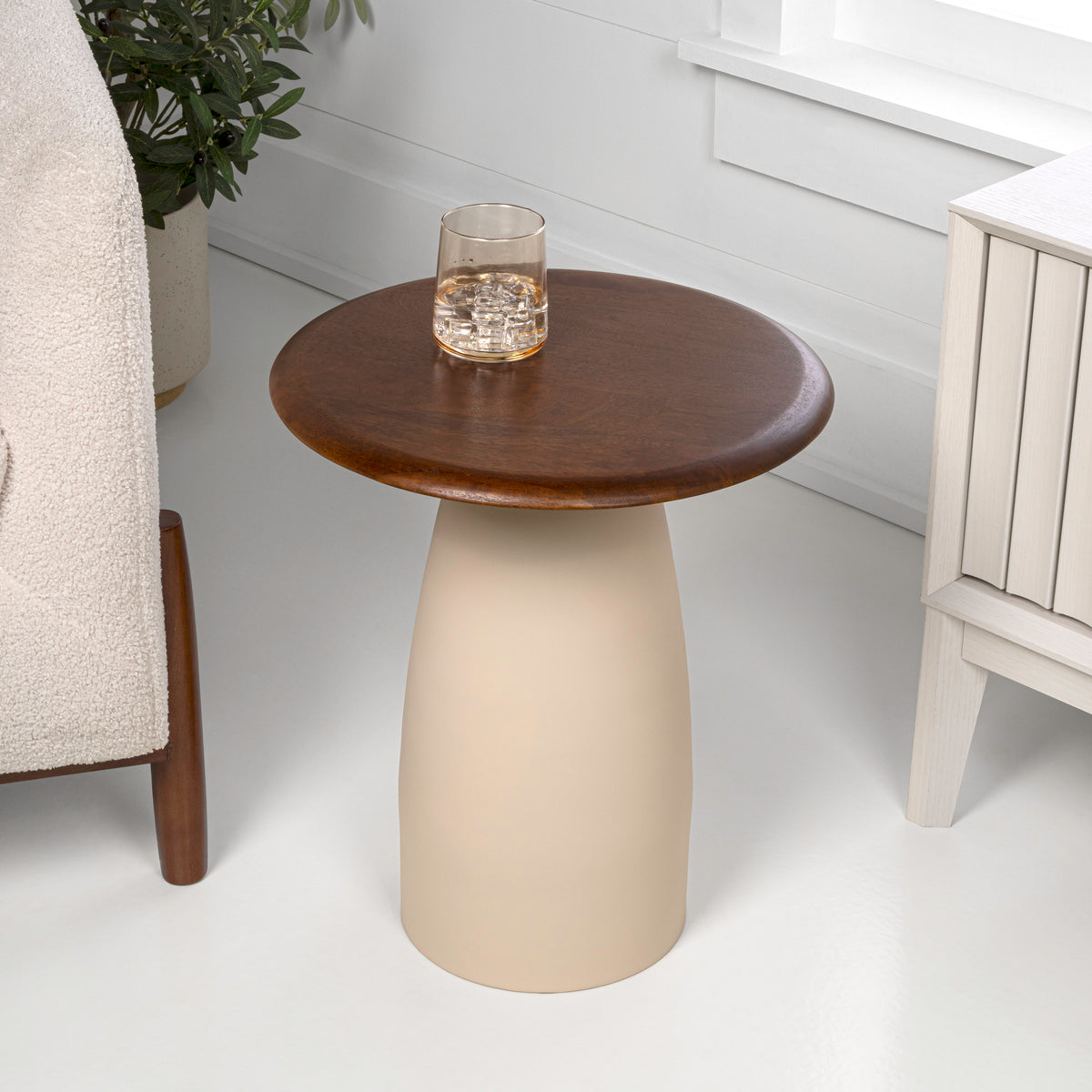 Arvin 18" Modern Rustic Round Wood/Metal Accent Table
