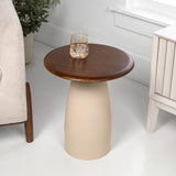 Arvin 18" Modern Rustic Round Wood/Metal Accent Table