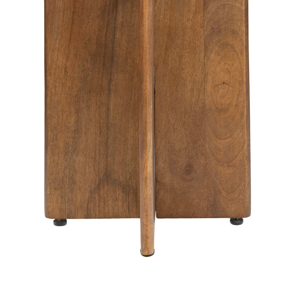 Cinderbrook 18" Rustic Minimalist Marble/Wood X-Base Accent Table