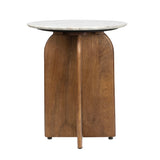 Cinderbrook 18" Rustic Minimalist Marble/Wood X-Base Accent Table