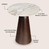 Thornvale 18" Rustic Minimalist Round Marble/Wood Accent Table