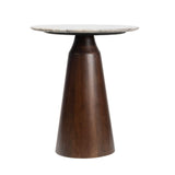 Thornvale 18" Rustic Minimalist Round Marble/Wood Accent Table