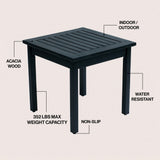 Velin 18.9" Modern Classic Square Slatted Solid Acacia Wood Indoor/Outdoor Adirondack Side Table