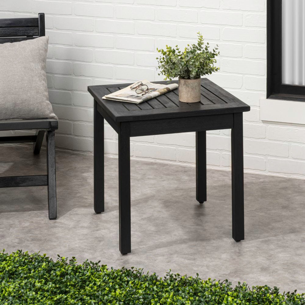 Velin 18.9" Modern Classic Square Slatted Solid Acacia Wood Indoor/Outdoor Adirondack Side Table