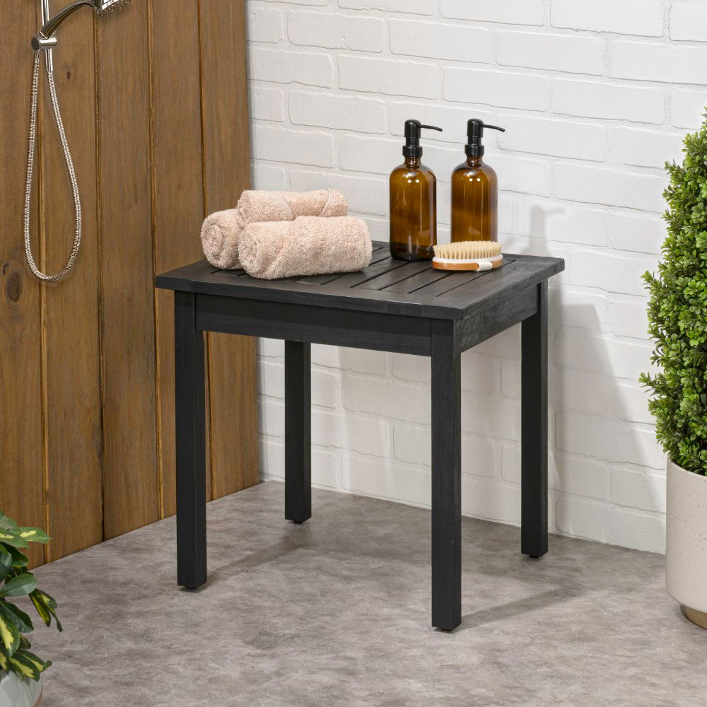 Velin 18.9" Modern Classic Square Slatted Solid Acacia Wood Indoor/Outdoor Adirondack Side Table