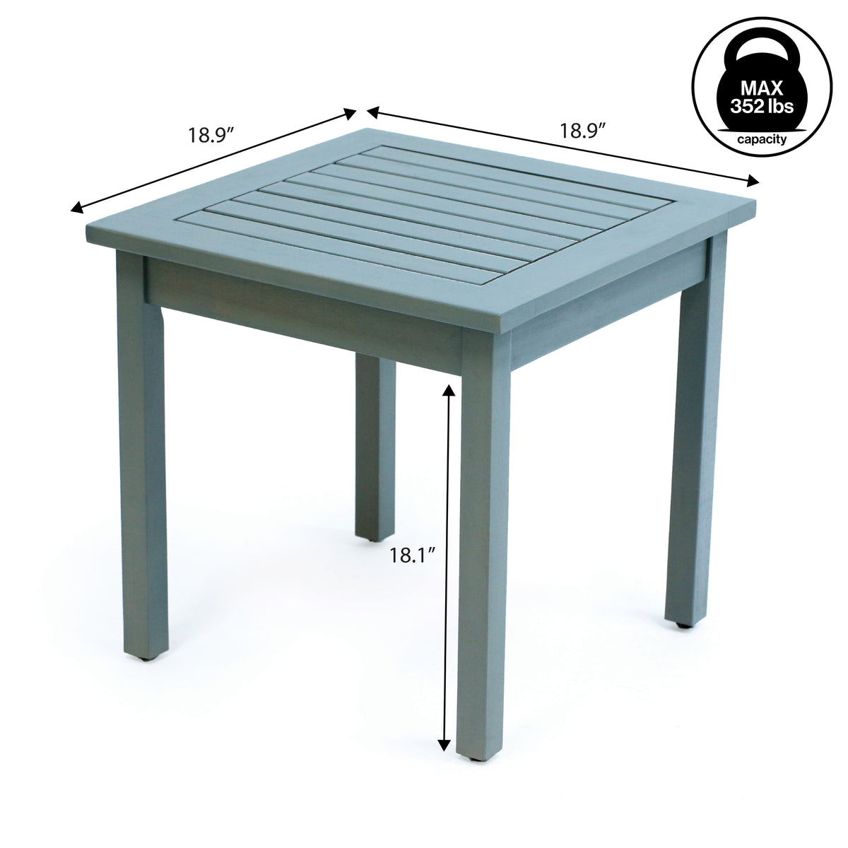 Velin 18.9" Modern Classic Square Slatted Solid Acacia Wood Indoor/Outdoor Adirondack Side Table
