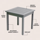 Velin 18.9" Modern Classic Square Slatted Solid Acacia Wood Indoor/Outdoor Adirondack Side Table
