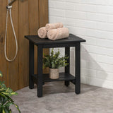 Lumara 16.1" Cottage Classic Slatted Solid Acacia Wood Indoor/Outdoor Shower Bench with Shelf