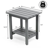 Lumara 16.1" Cottage Classic Slatted Solid Acacia Wood Indoor/Outdoor Shower Bench with Shelf