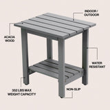 Lumara 16.1" Cottage Classic Slatted Solid Acacia Wood Indoor/Outdoor Shower Bench with Shelf