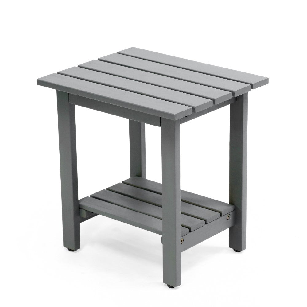 Lumara 16.1" Cottage Classic Slatted Solid Acacia Wood Indoor/Outdoor Shower Bench with Shelf