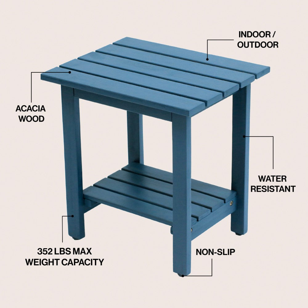 Lumara 16.1" Cottage Classic Slatted Solid Acacia Wood Indoor/Outdoor Shower Bench with Shelf