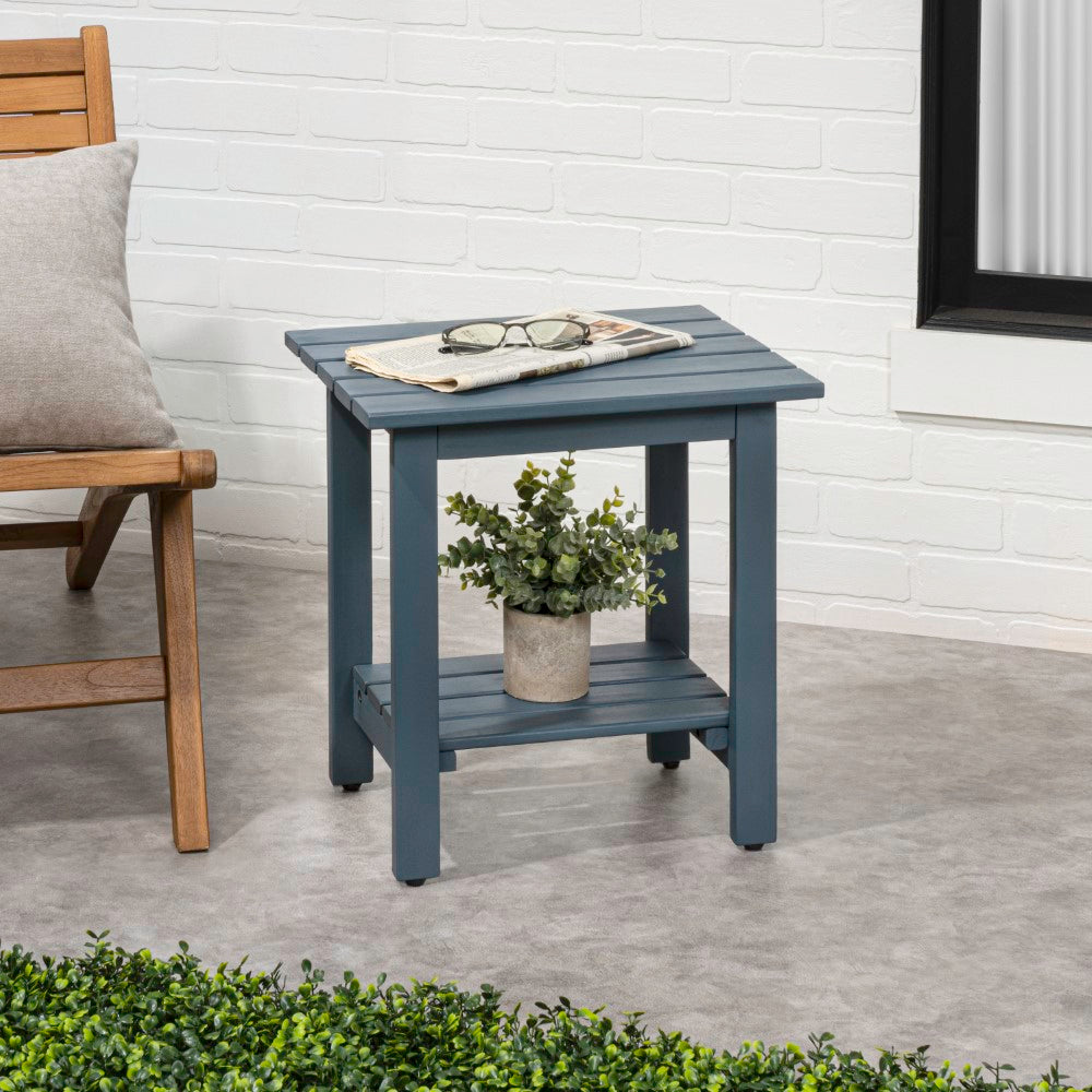 Lumara 16.1" Cottage Classic Slatted Solid Acacia Wood Indoor/Outdoor Shower Bench with Shelf