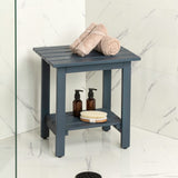 Lumara 16.1" Cottage Classic Slatted Solid Acacia Wood Indoor/Outdoor Shower Bench with Shelf