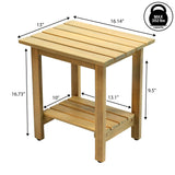 Lumara 16.1" Cottage Classic Slatted Solid Acacia Wood Indoor/Outdoor Shower Bench with Shelf