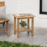 Lumara 16.1" Cottage Classic Slatted Solid Acacia Wood Indoor/Outdoor Shower Bench with Shelf