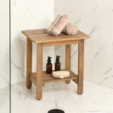 Lumara 16.1" Cottage Classic Slatted Solid Acacia Wood Indoor/Outdoor Shower Bench with Shelf