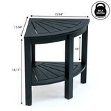 Mossen 18" Classic Coastal Solid Acacia Wood Indoor/Outdoor Corner Shower Bench with Shelf