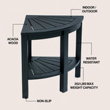 Mossen 18" Classic Coastal Solid Acacia Wood Indoor/Outdoor Corner Shower Bench with Shelf