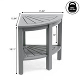 Mossen 18" Classic Coastal Solid Acacia Wood Indoor/Outdoor Corner Shower Bench with Shelf