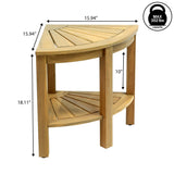Mossen 18" Classic Coastal Solid Acacia Wood Indoor/Outdoor Corner Shower Bench with Shelf