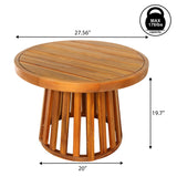 Elvanto 27.5" Modern Coastal Acacia Wood Indoor/Outdoor Pedestal Base Round Coffee Table