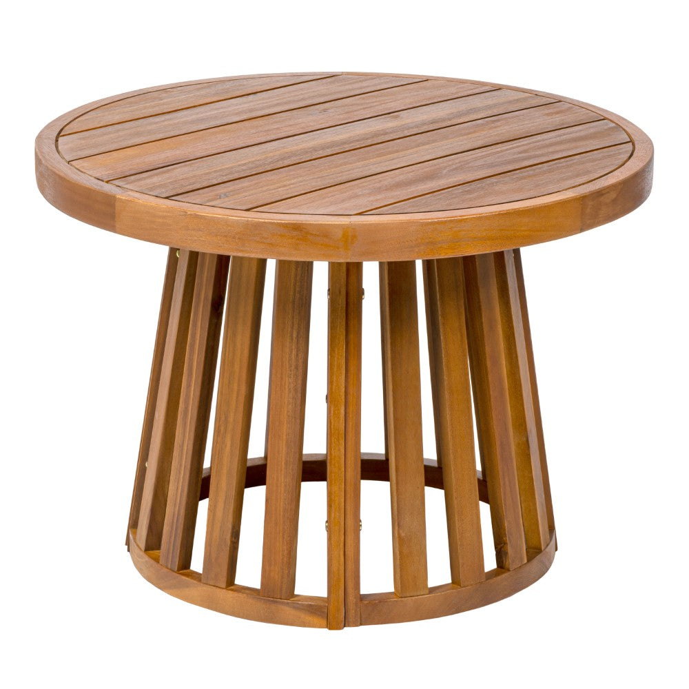 Elvanto 27.5" Modern Coastal Acacia Wood Indoor/Outdoor Pedestal Base Round Coffee Table