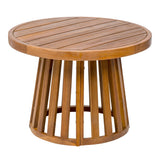 Elvanto 27.5" Modern Coastal Acacia Wood Indoor/Outdoor Pedestal Base Round Coffee Table