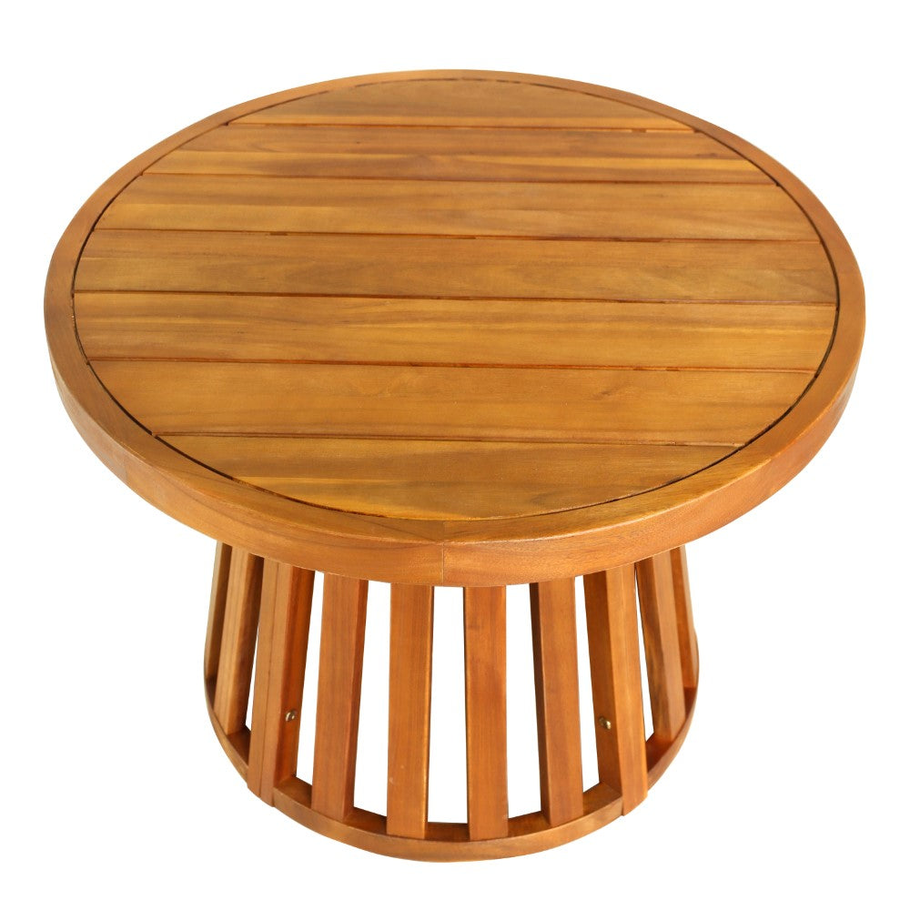Elvanto 27.5" Modern Coastal Acacia Wood Indoor/Outdoor Pedestal Base Round Coffee Table