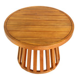 Elvanto 27.5" Modern Coastal Acacia Wood Indoor/Outdoor Pedestal Base Round Coffee Table