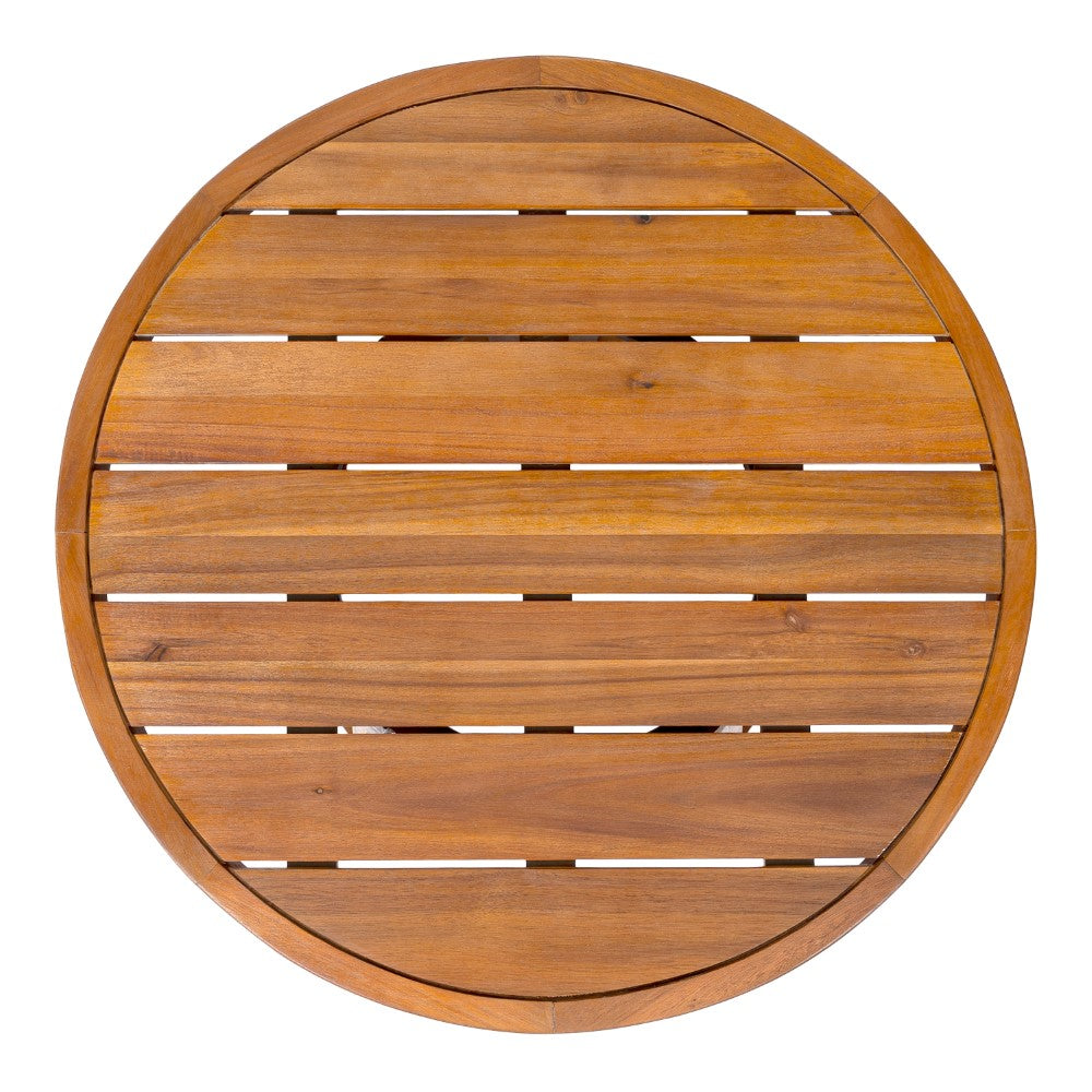 Elvanto 27.5" Modern Coastal Acacia Wood Indoor/Outdoor Pedestal Base Round Coffee Table