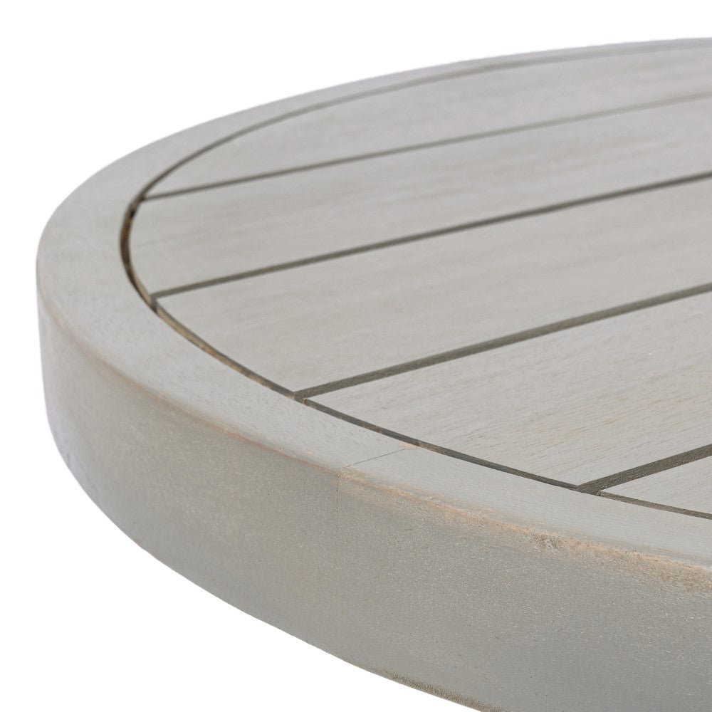 Elvanto 27.5" Modern Coastal Acacia Wood Indoor/Outdoor Pedestal Base Round Coffee Table