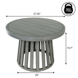 Elvanto 27.5" Modern Coastal Acacia Wood Indoor/Outdoor Pedestal Base Round Coffee Table