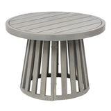 Elvanto 27.5" Modern Coastal Acacia Wood Indoor/Outdoor Pedestal Base Round Coffee Table