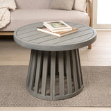 Elvanto 27.5" Modern Coastal Acacia Wood Indoor/Outdoor Pedestal Base Round Coffee Table
