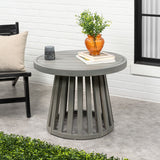 Elvanto 27.5" Modern Coastal Acacia Wood Indoor/Outdoor Pedestal Base Round Coffee Table