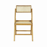 Nordic Mid-Century Vintage Wood Rattan Folding Chair with Adjustable Back Set 2
