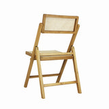 Nordic Mid-Century Vintage Wood Rattan Folding Chair with Adjustable Back Set 2