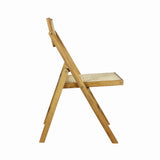 Nordic Mid-Century Vintage Wood Rattan Folding Chair with Adjustable Back Set 2